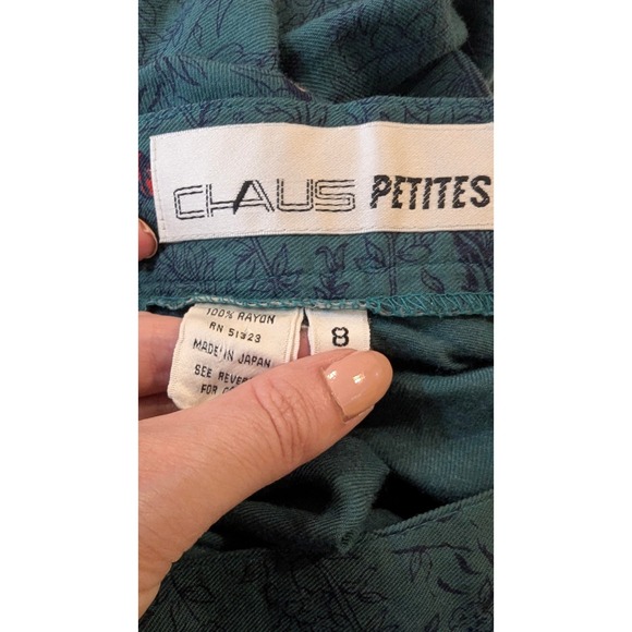 Chaus Petites Skirt Size 8 Green Horse Print Pleated Midi Vintage Equestrian - Picture 5 of 8